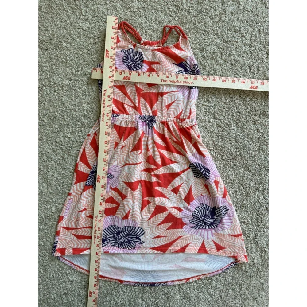 Gymboree Girls Orange Pink Floral Palm Knit Sundress Braided Straps Size 6 EUC